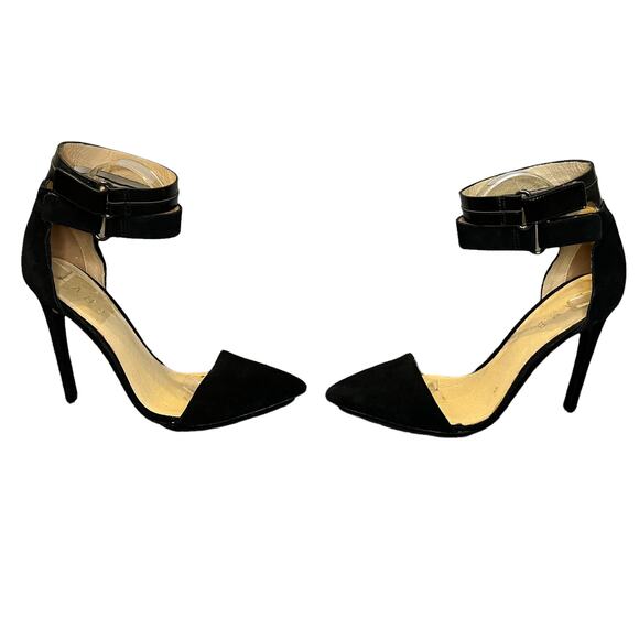 L.A.M.B Black Suede Pointed Toe Heels - Picture 4 of 8